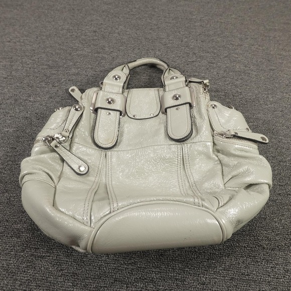 Hype Handbags - Hype Satchel Bag Womens Medium White Faux Leather Top Handle Zip Shoulder Bag